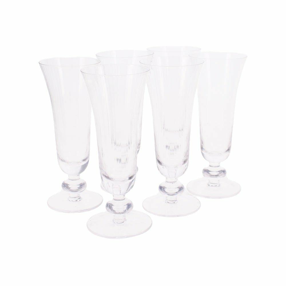 Set of 6 Ribbed Glass Flutes