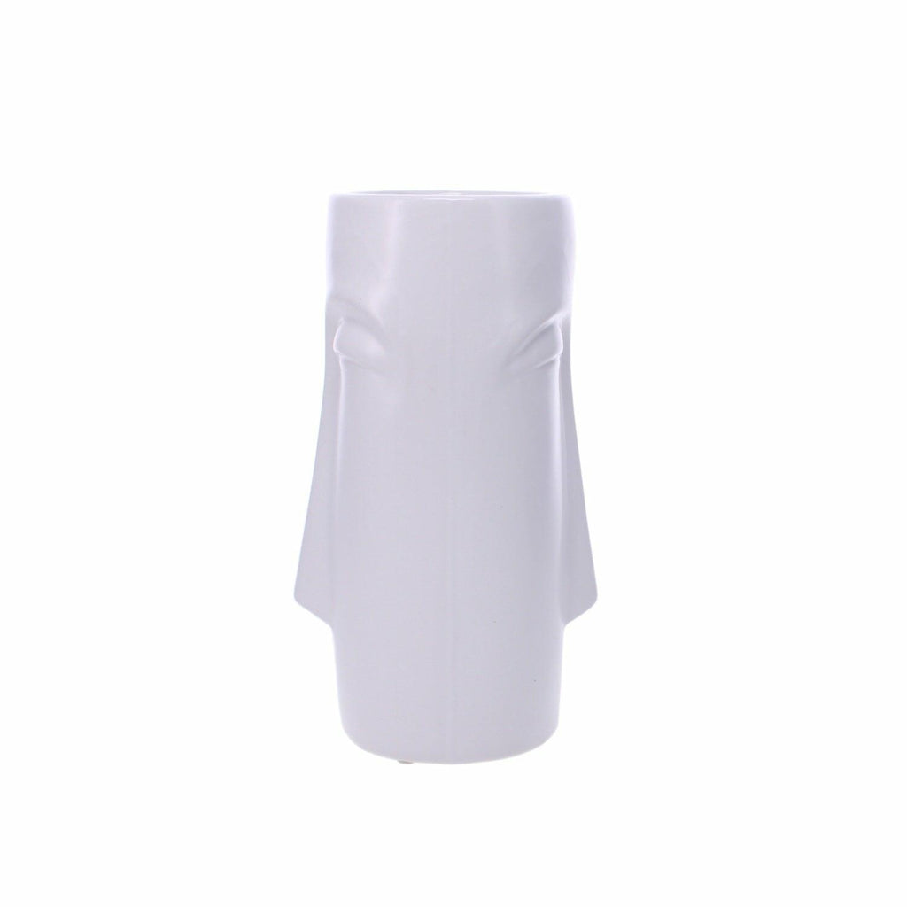 Silhouette Face Ceramic White Vase