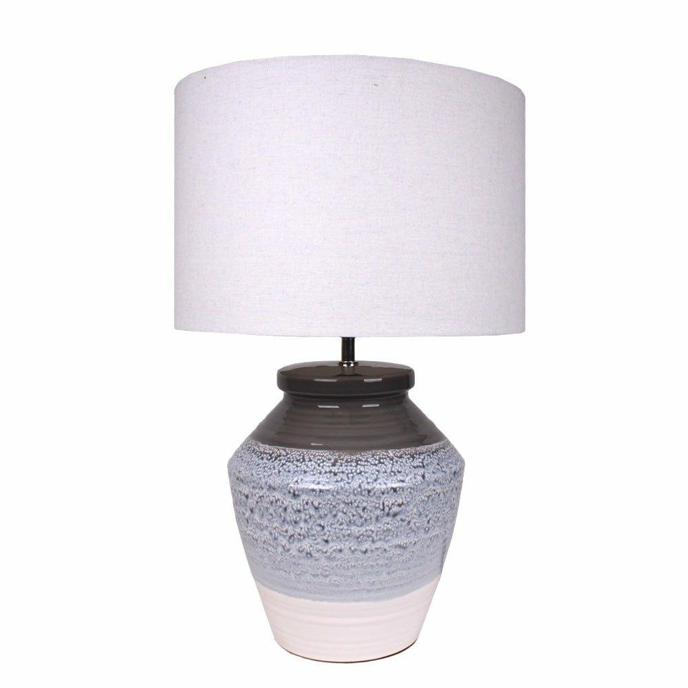 Skyline Grey and Blue Ceramic Table Lamp with Shade