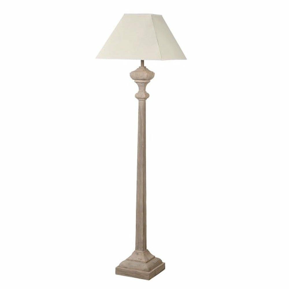 Slim Wooden Floor lamp with Linen Shade