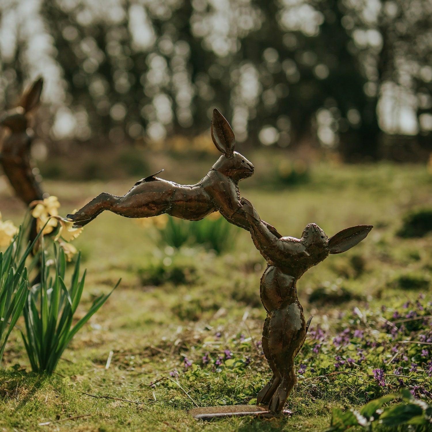 Small Boxing Hares Sculpture