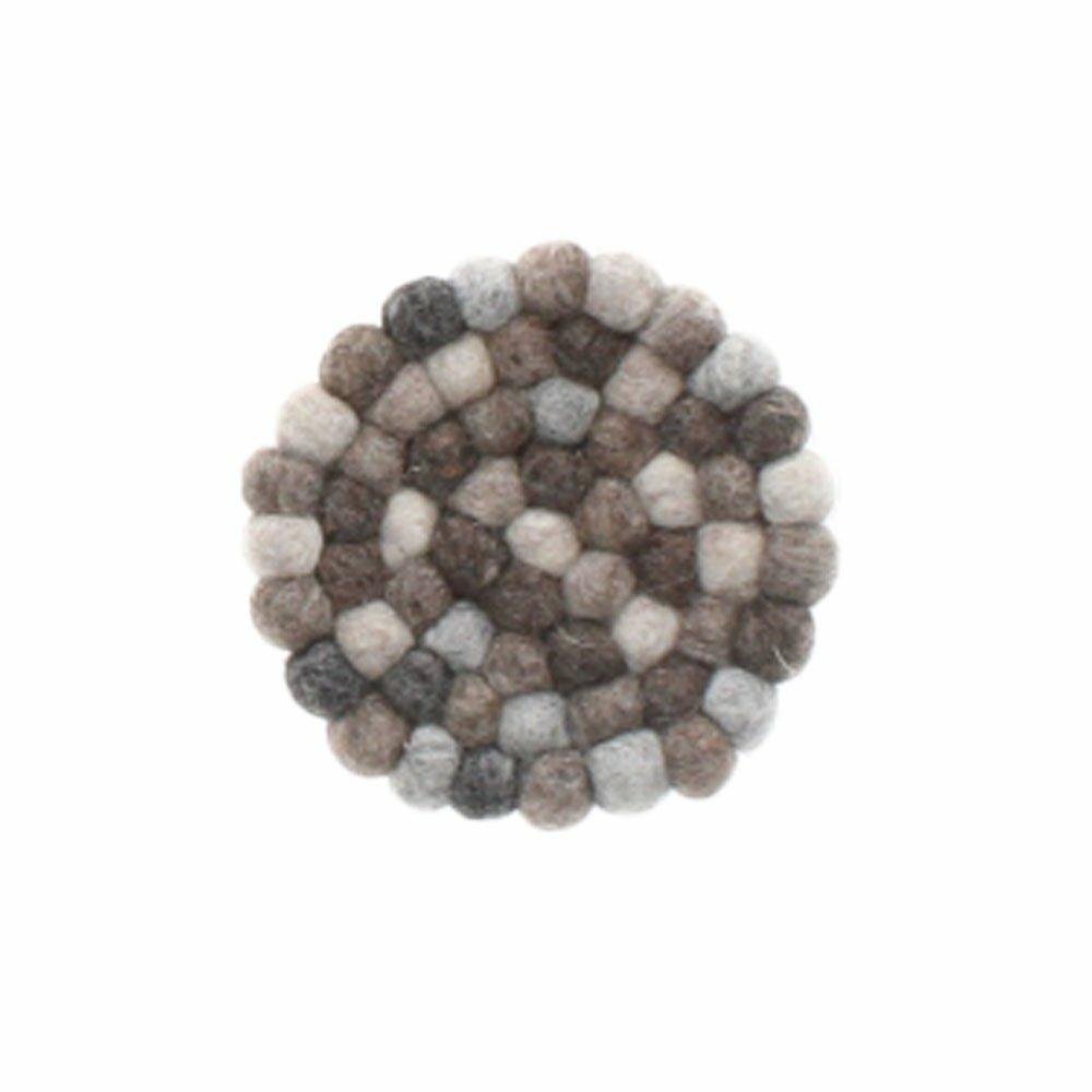 Small Felt Ball Pebble Grey Coaster, 12cm