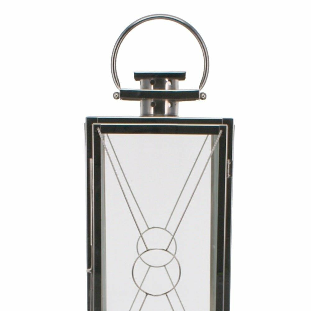 Small Glass and Steel Cross Lantern