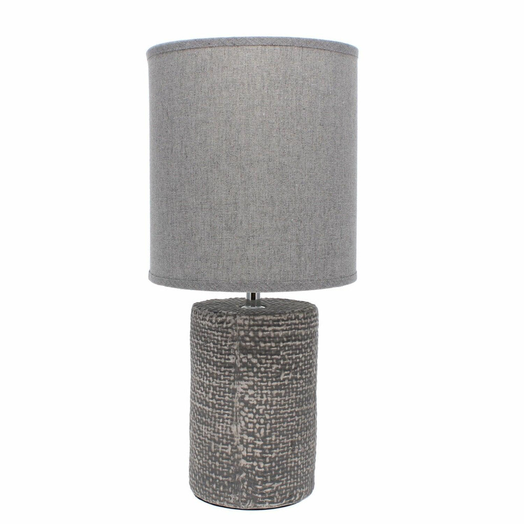 Small Grey Textured Porcelain Table Lamp With Shade