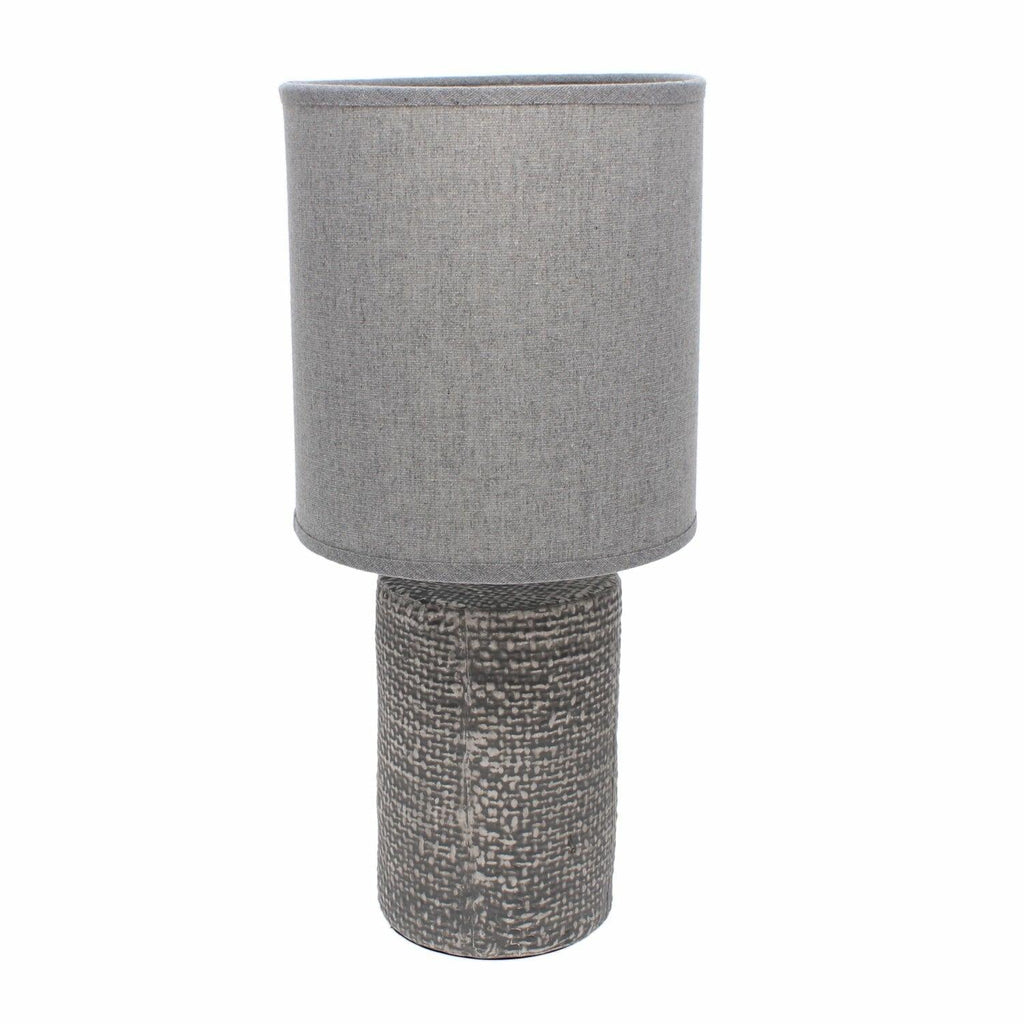 Small Grey Textured Porcelain Table Lamp With Shade