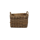 Small Lined Rectangular Log Basket with Handles