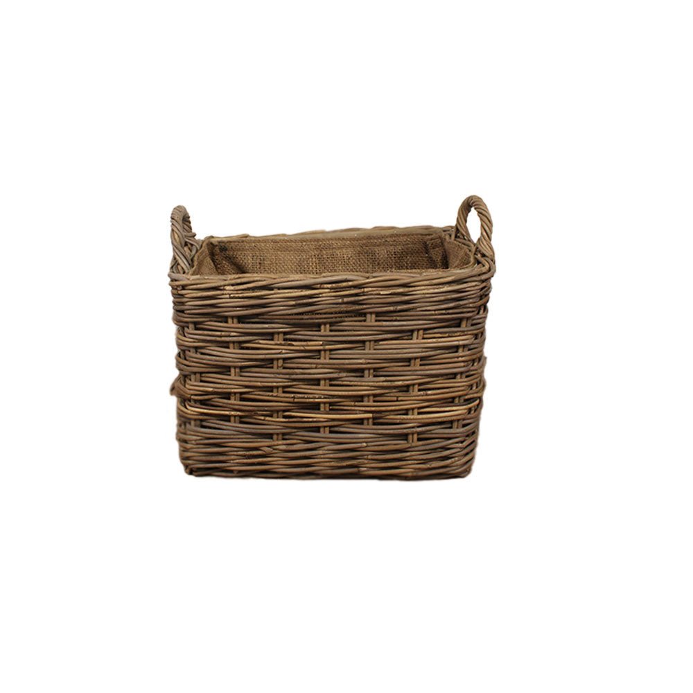 Small Lined Rectangular Log Basket with Handles - Angela Reed -