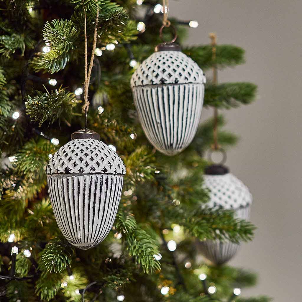 Small White Acorn Bauble - Angela Reed -