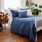 Stonewash Cotton Bedspread, Cornflower Blue