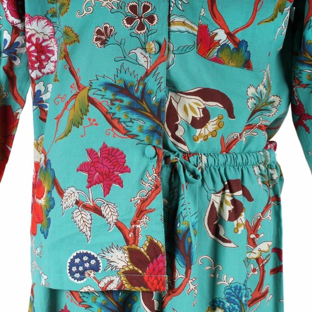 Teal Children's Exotic Flower Pyjamas 4 to 5 years old,6 to 7 years old,8 to 9 years old
