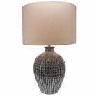 Textured Grey Lamp with Linen Shade