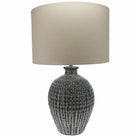 Textured Grey Lamp with Linen Shade