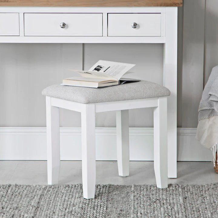 Thornham Dressing Table Stool, White - Angela Reed -