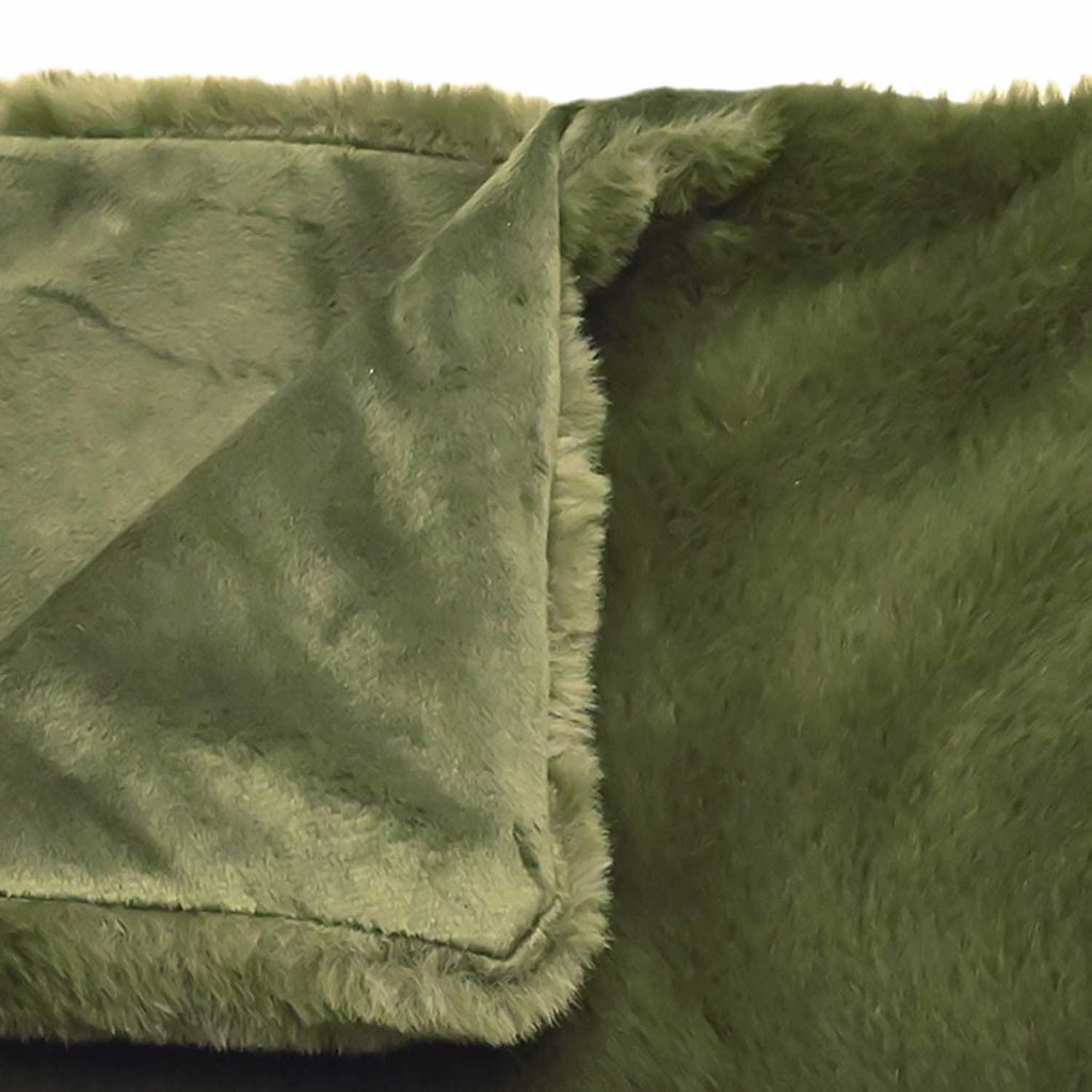 Tipped Faux Fur Throw, Olive