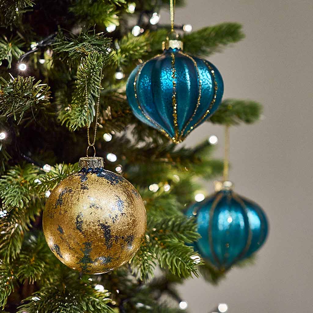 Turquoise and Gold Glass Bauble - Angela Reed -