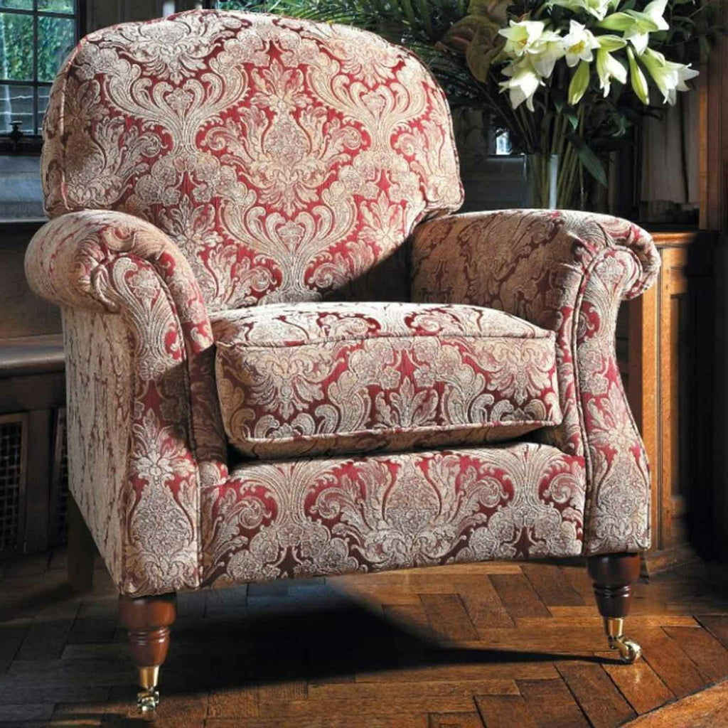 Westbury Armchair by Parker Knoll Hatton Taupe,Freya slate,Plush Navy,Flora Oyster,Harris Caramel Check,Harris Caramel,Athena Natural,Thalia Sky,Latitude Duck Egg,Caledonian Pebble,Maroc Sage,Dash Blue,Gala Stripe,Gala Plain Dove Grey,Nouveaux Caramel,Baslow Medallion,Baslow plain Gold,Majorelle Sky,Hatton Pewter