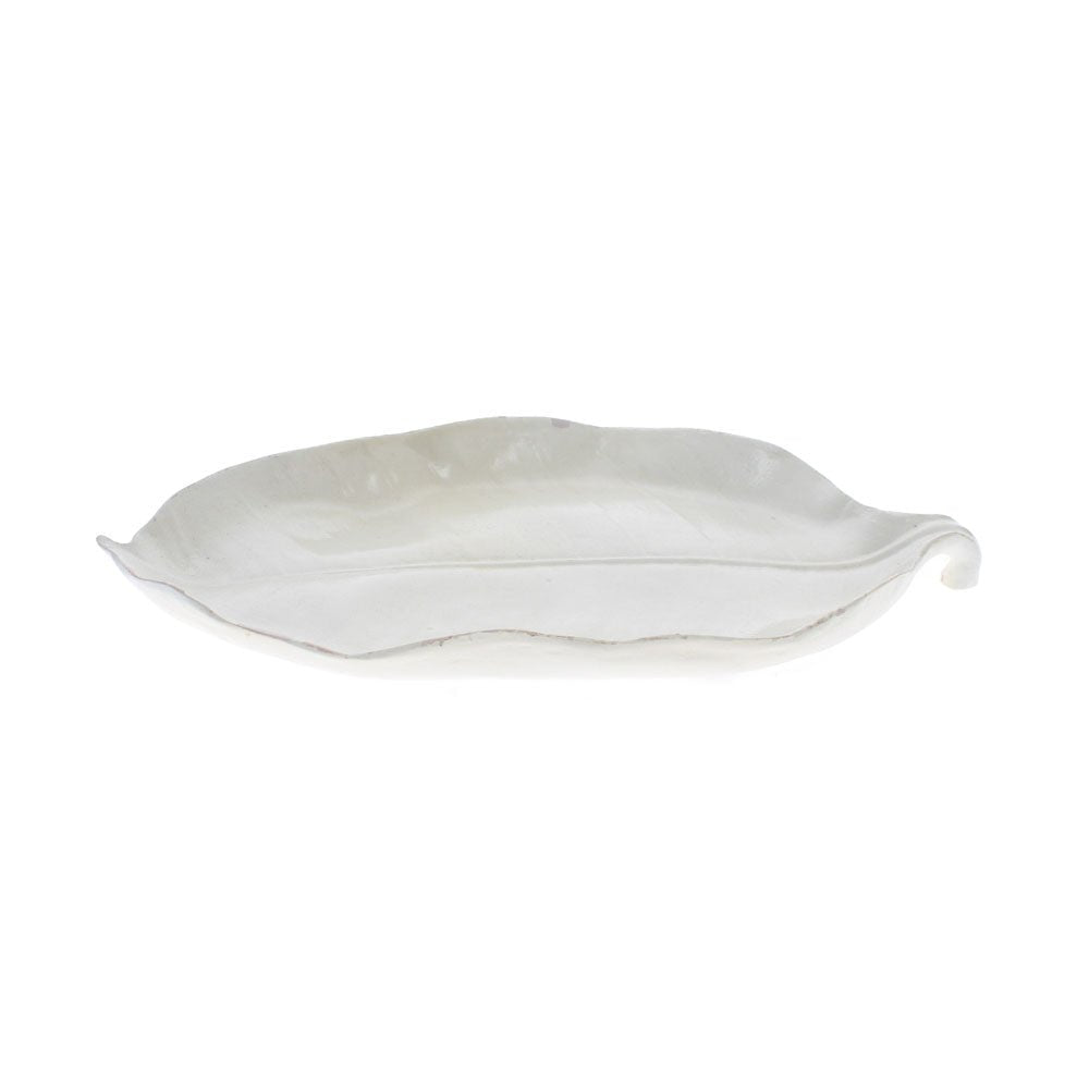 White Distressed Leaf Dish