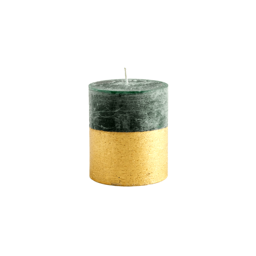 Winter Thyme Gold Half Dipped Pillar Candle