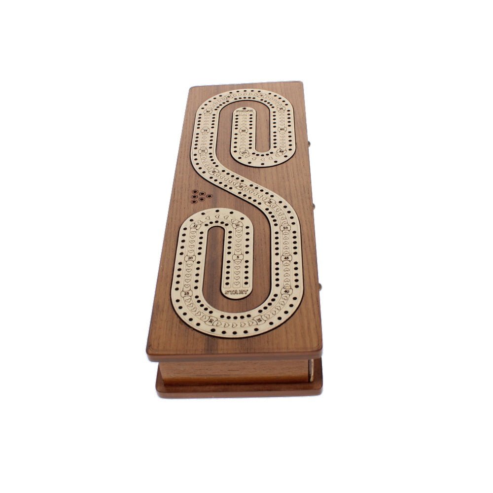 Wooden Cribbage Set with Cards, S Shape - Angela Reed -