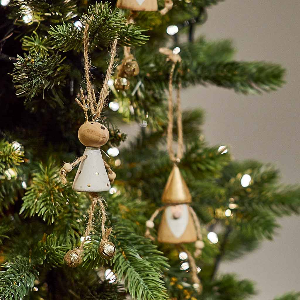 Wooden Reindeer Hanger, Gold - Angela Reed - Christmas Decorations
