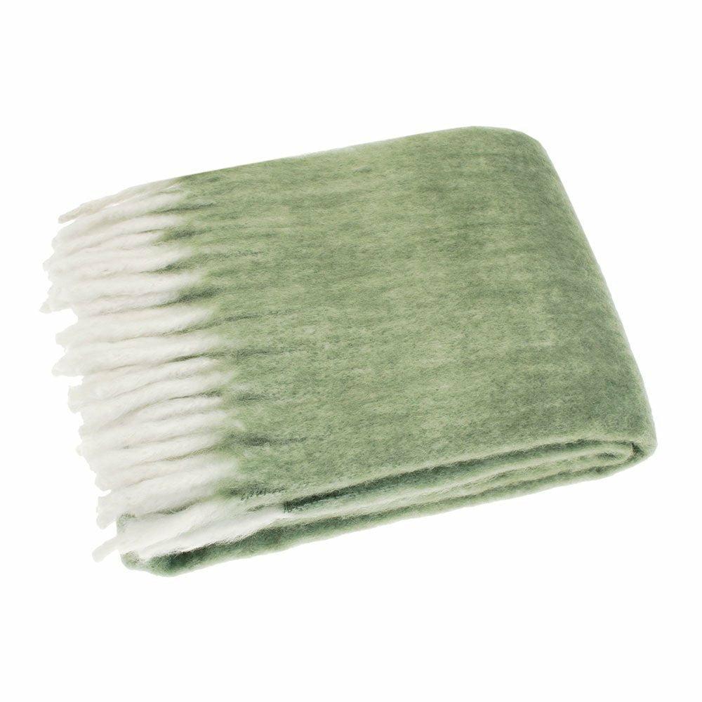 Wool Blend Lambs Tail Throw, Olive