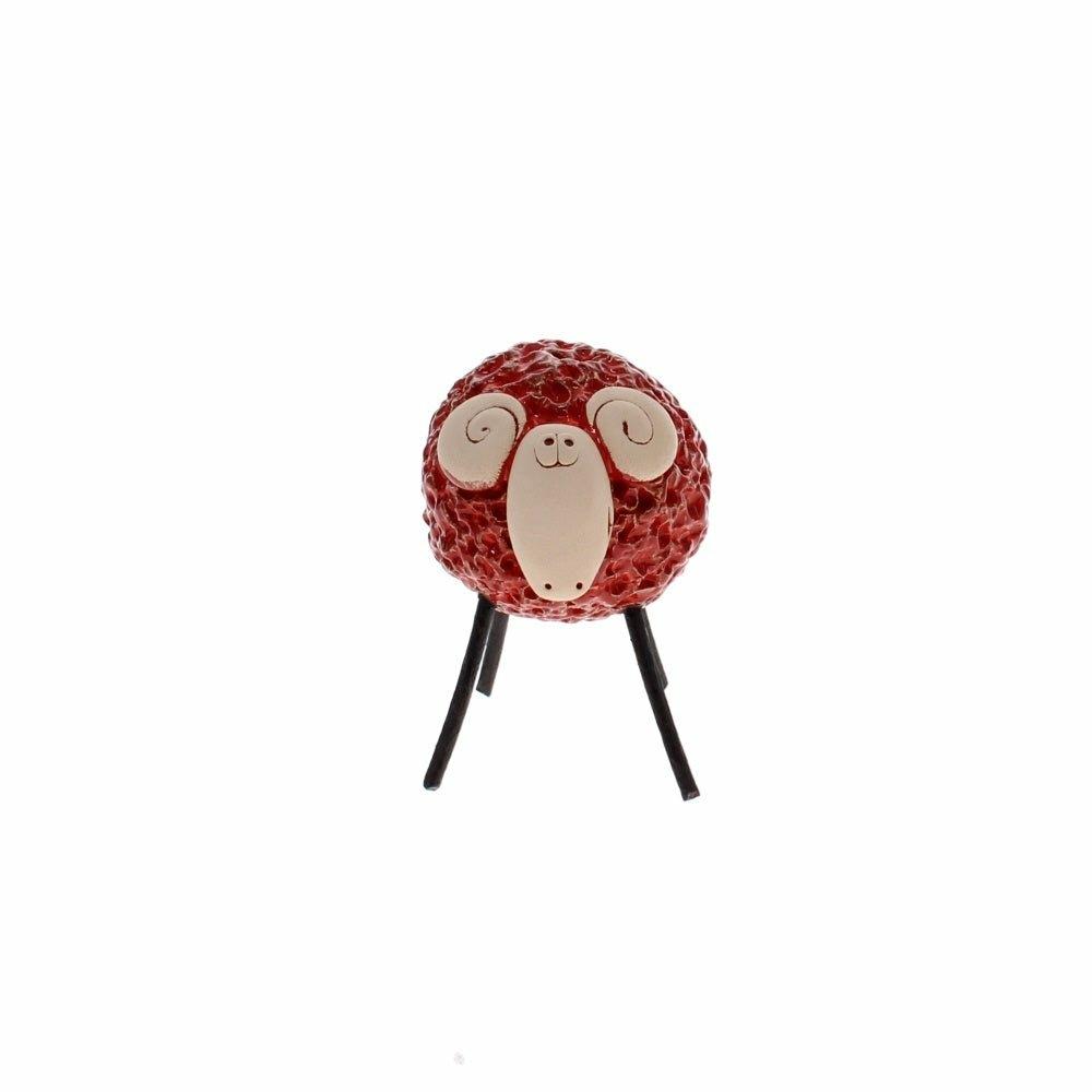 Woolly Ceramic Ram, Red