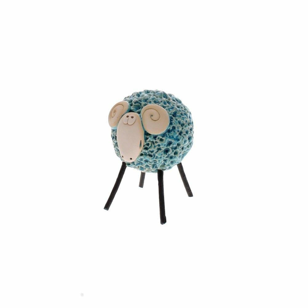 Woolly Ceramic Ram, Turquoise