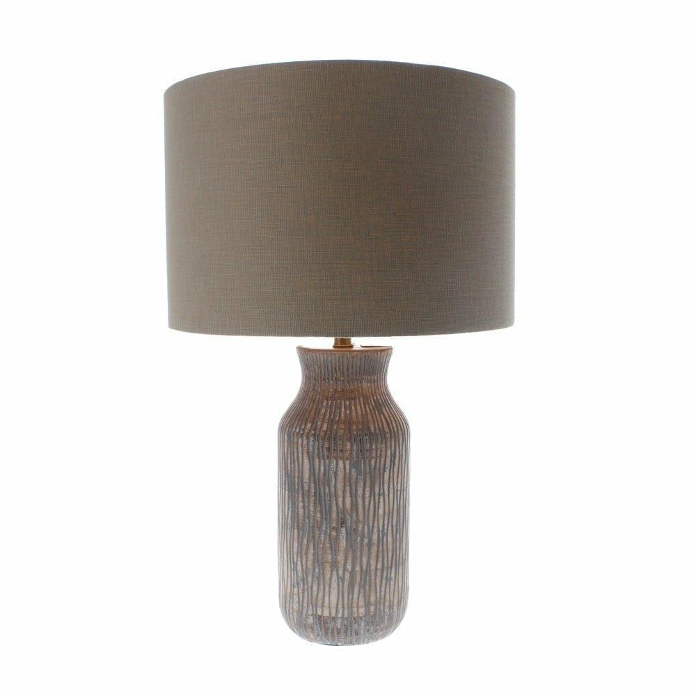 Yala Grey Wash Wood Textured Bottle Lamp